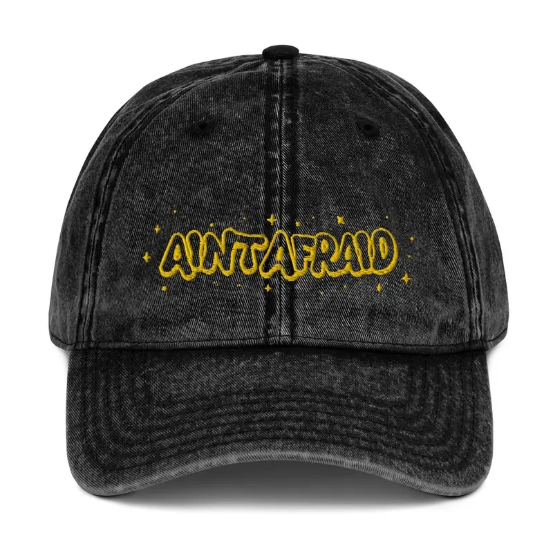 'Aint Afraid' yellow embroidered hat